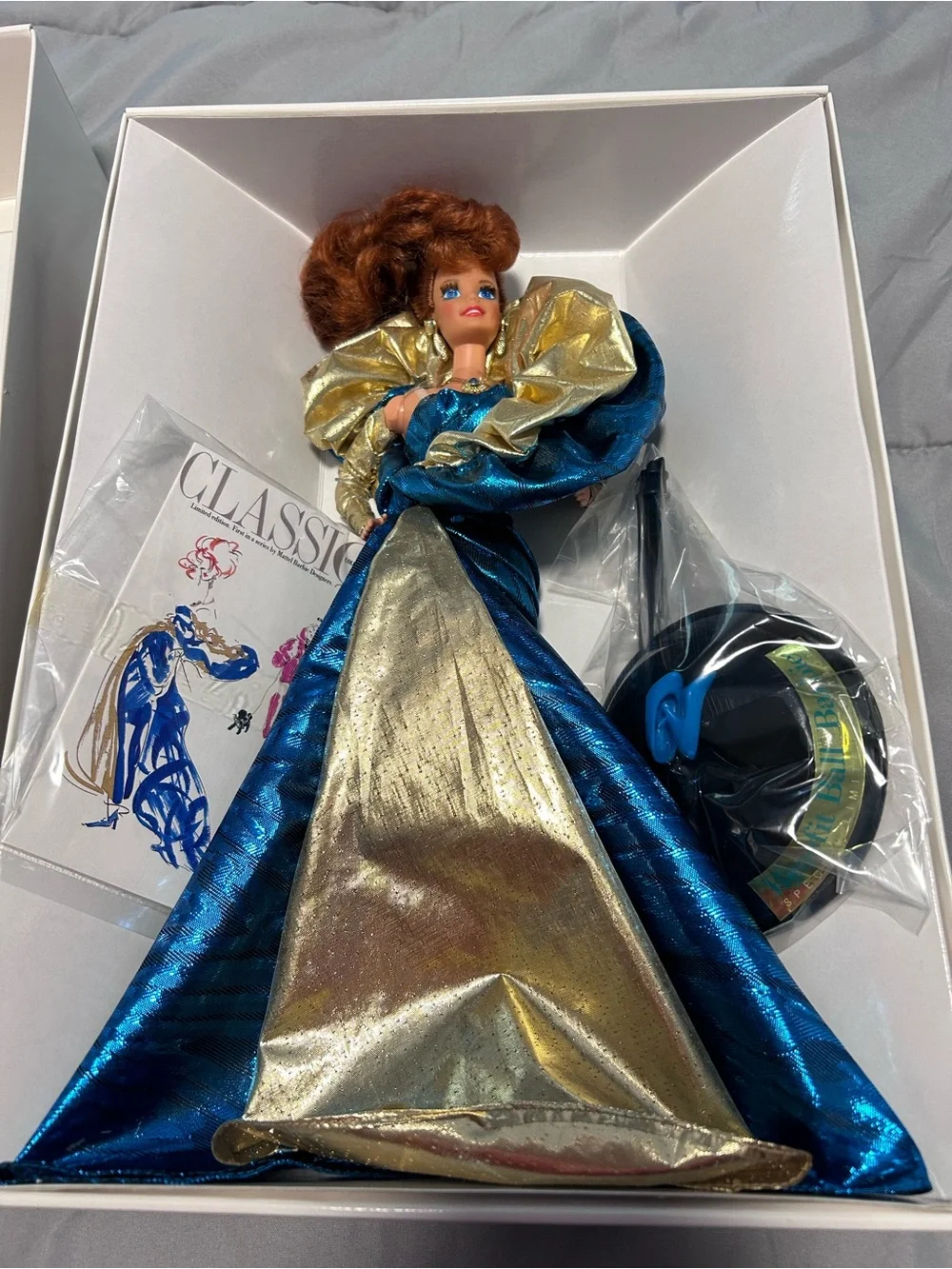 Mattel Benefit Ball Barbie Red Hair New In Box 1992 COA Carol Spencer Design